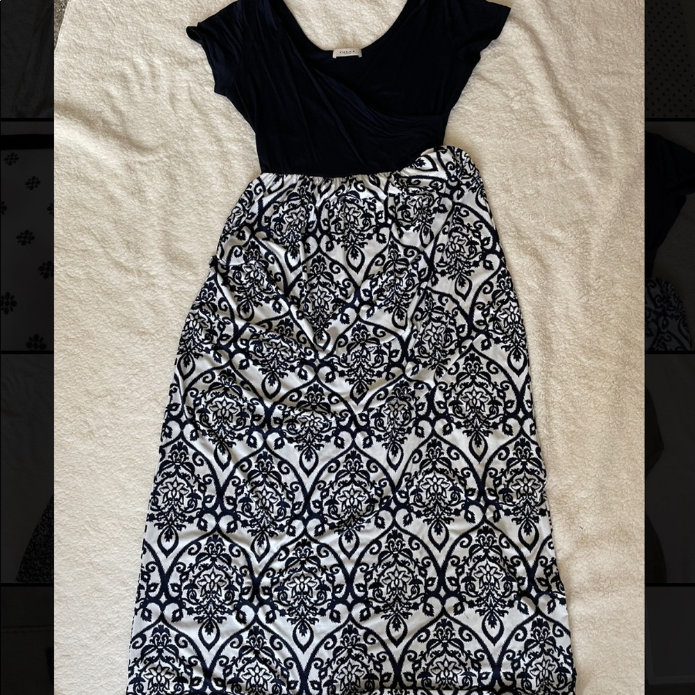 Blue & white maxi dress
